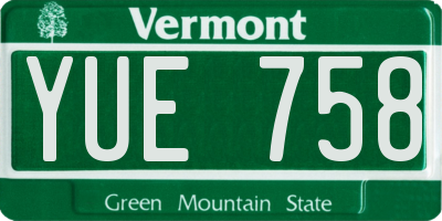 VT license plate YUE758