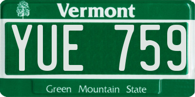 VT license plate YUE759