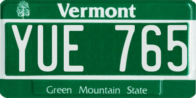 VT license plate YUE765