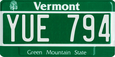 VT license plate YUE794
