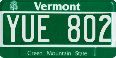 VT license plate YUE802