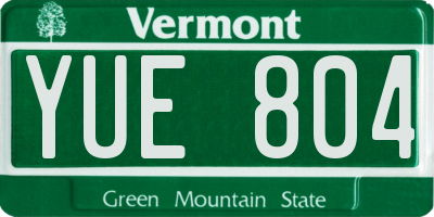 VT license plate YUE804