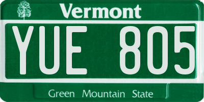 VT license plate YUE805