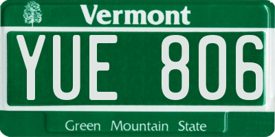 VT license plate YUE806