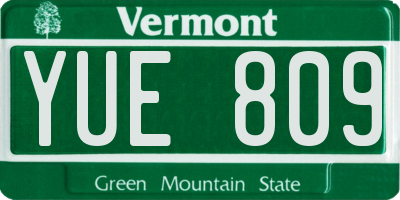 VT license plate YUE809