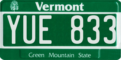 VT license plate YUE833