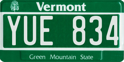 VT license plate YUE834