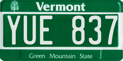 VT license plate YUE837