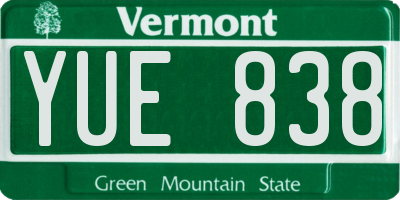 VT license plate YUE838
