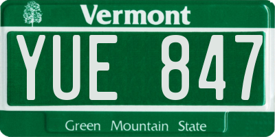 VT license plate YUE847