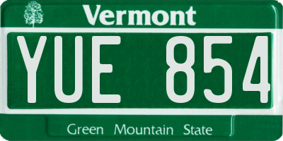 VT license plate YUE854