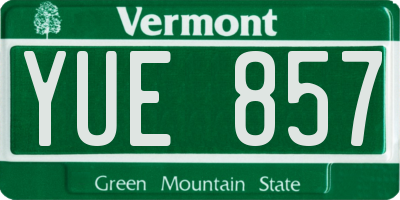 VT license plate YUE857