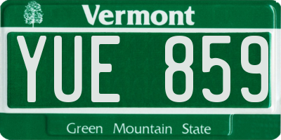 VT license plate YUE859