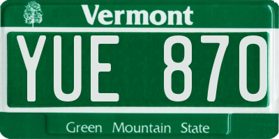 VT license plate YUE870