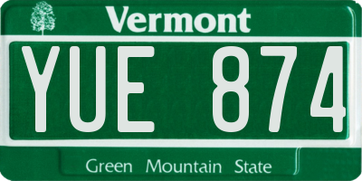 VT license plate YUE874