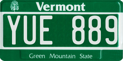 VT license plate YUE889