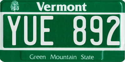 VT license plate YUE892