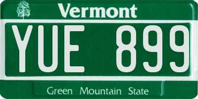 VT license plate YUE899