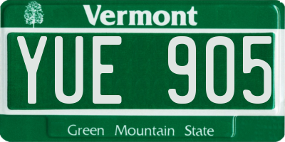 VT license plate YUE905