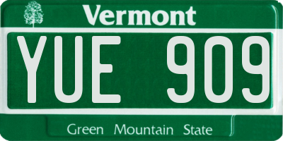 VT license plate YUE909