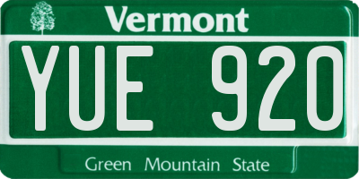 VT license plate YUE920