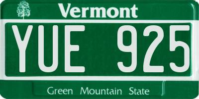 VT license plate YUE925