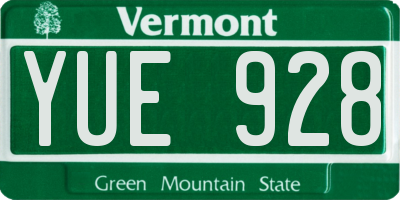 VT license plate YUE928