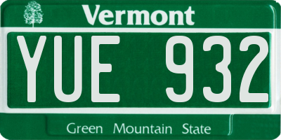 VT license plate YUE932