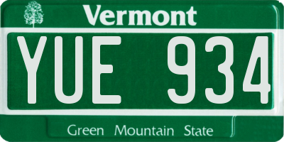 VT license plate YUE934