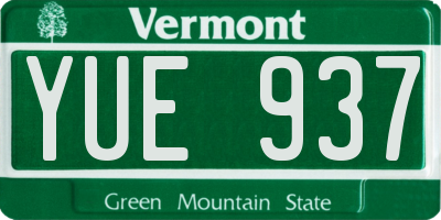 VT license plate YUE937