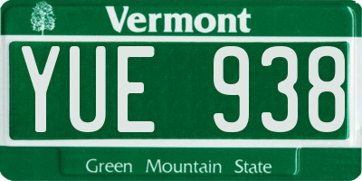 VT license plate YUE938