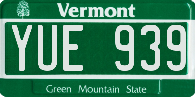 VT license plate YUE939