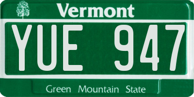 VT license plate YUE947