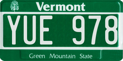 VT license plate YUE978