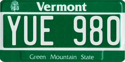 VT license plate YUE980