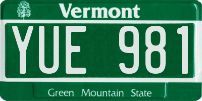 VT license plate YUE981