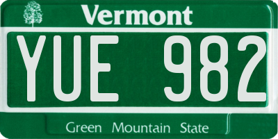 VT license plate YUE982