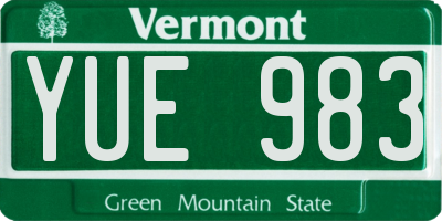 VT license plate YUE983