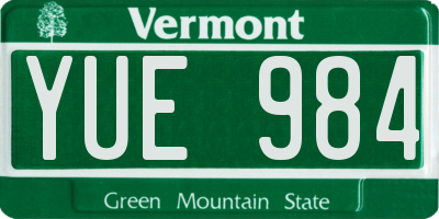 VT license plate YUE984