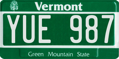 VT license plate YUE987