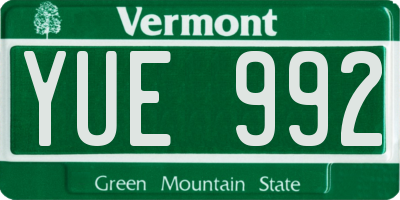 VT license plate YUE992