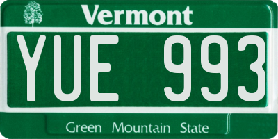 VT license plate YUE993