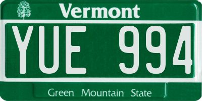 VT license plate YUE994