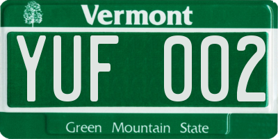 VT license plate YUF002