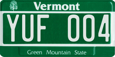 VT license plate YUF004