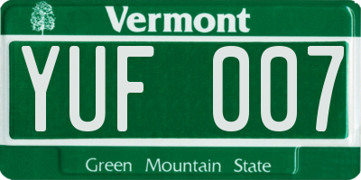 VT license plate YUF007