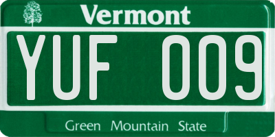 VT license plate YUF009