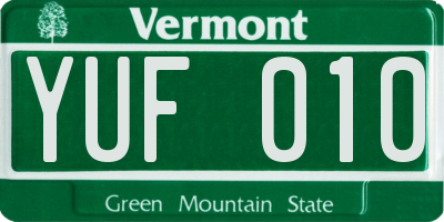 VT license plate YUF010