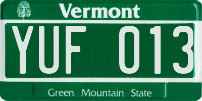 VT license plate YUF013