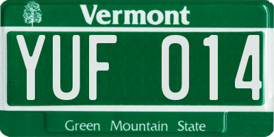 VT license plate YUF014